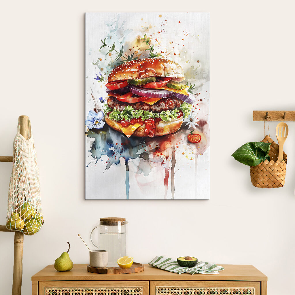 Hamburger tra schizzi d’acquerello — ambiente 1
