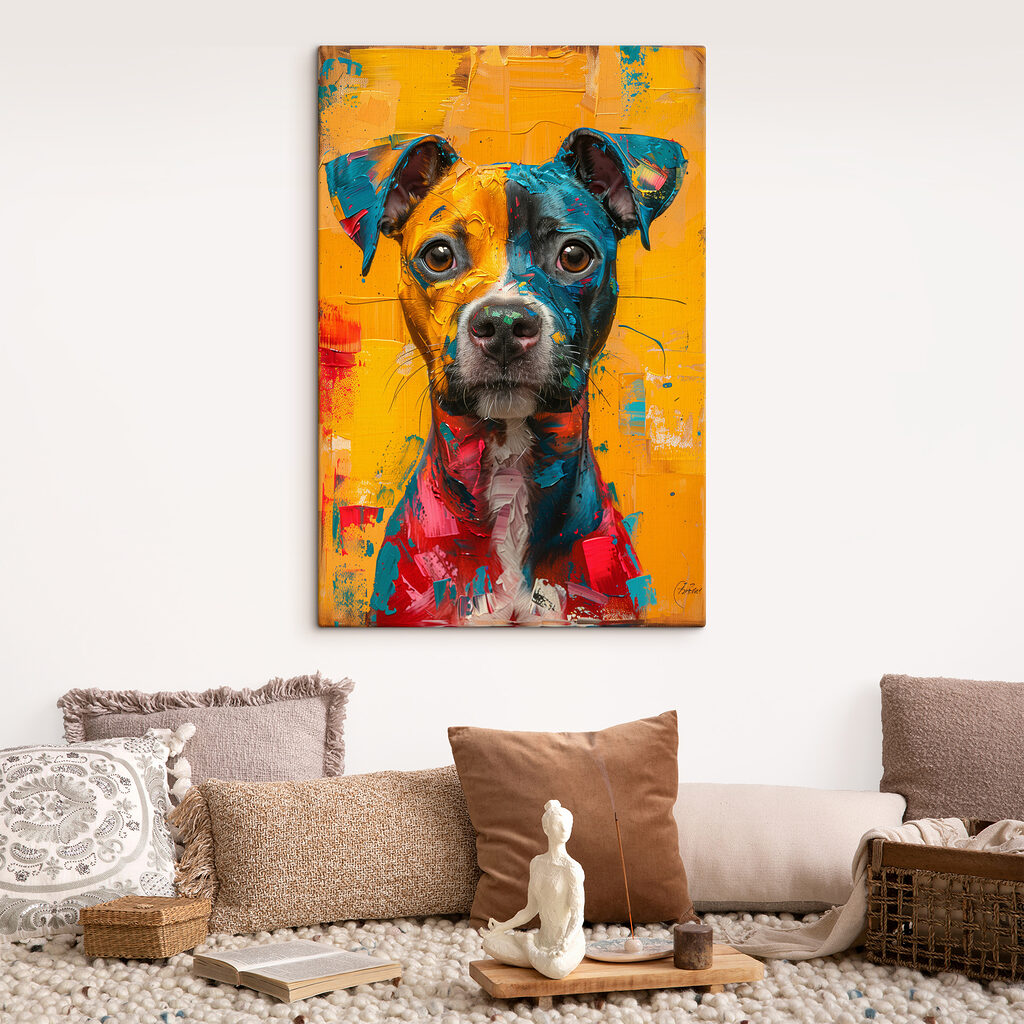 Cane tra colori solari — ambiente 2