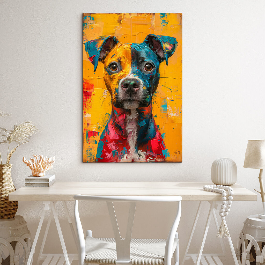 Cane tra colori solari — ambiente 3