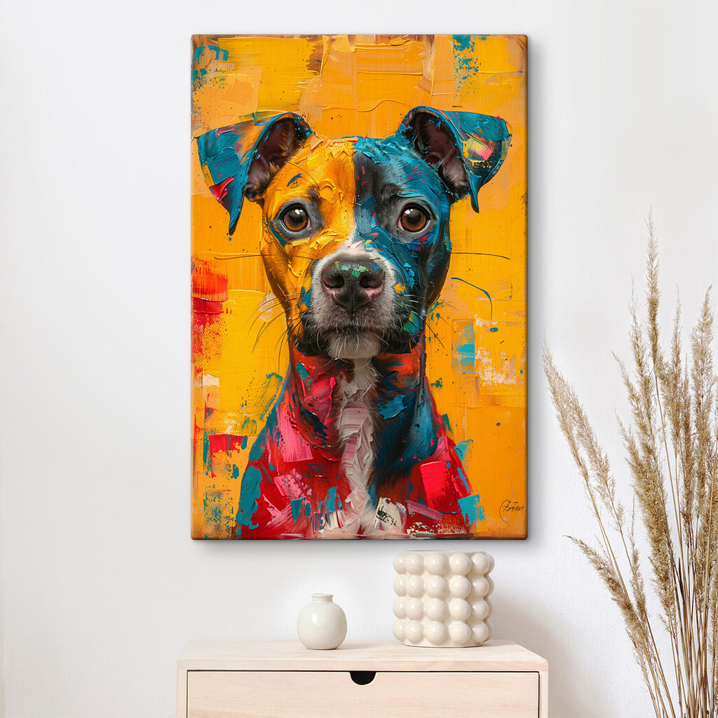 Cane tra colori solari — ambiente 1
