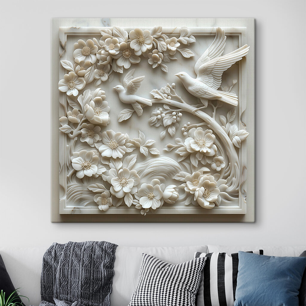 Uccelli bianchi tra fiori — ambiente 2