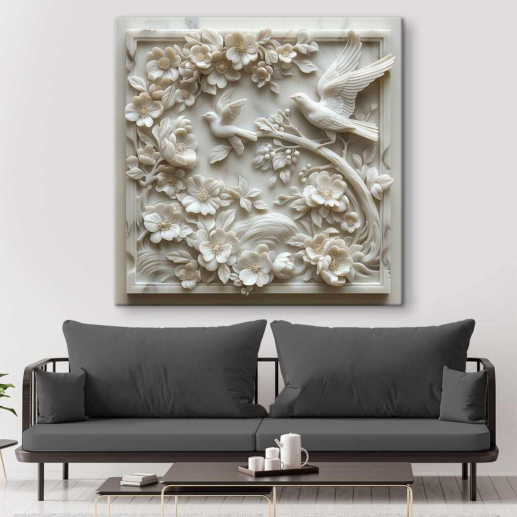 Uccelli bianchi tra fiori — ambiente 3