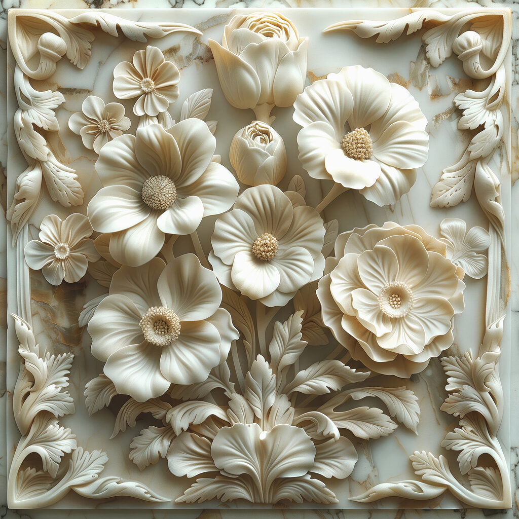 Fiori bianchi in cornice — design completo