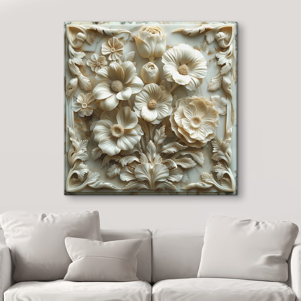 Fiori bianchi in cornice — ambiente 2