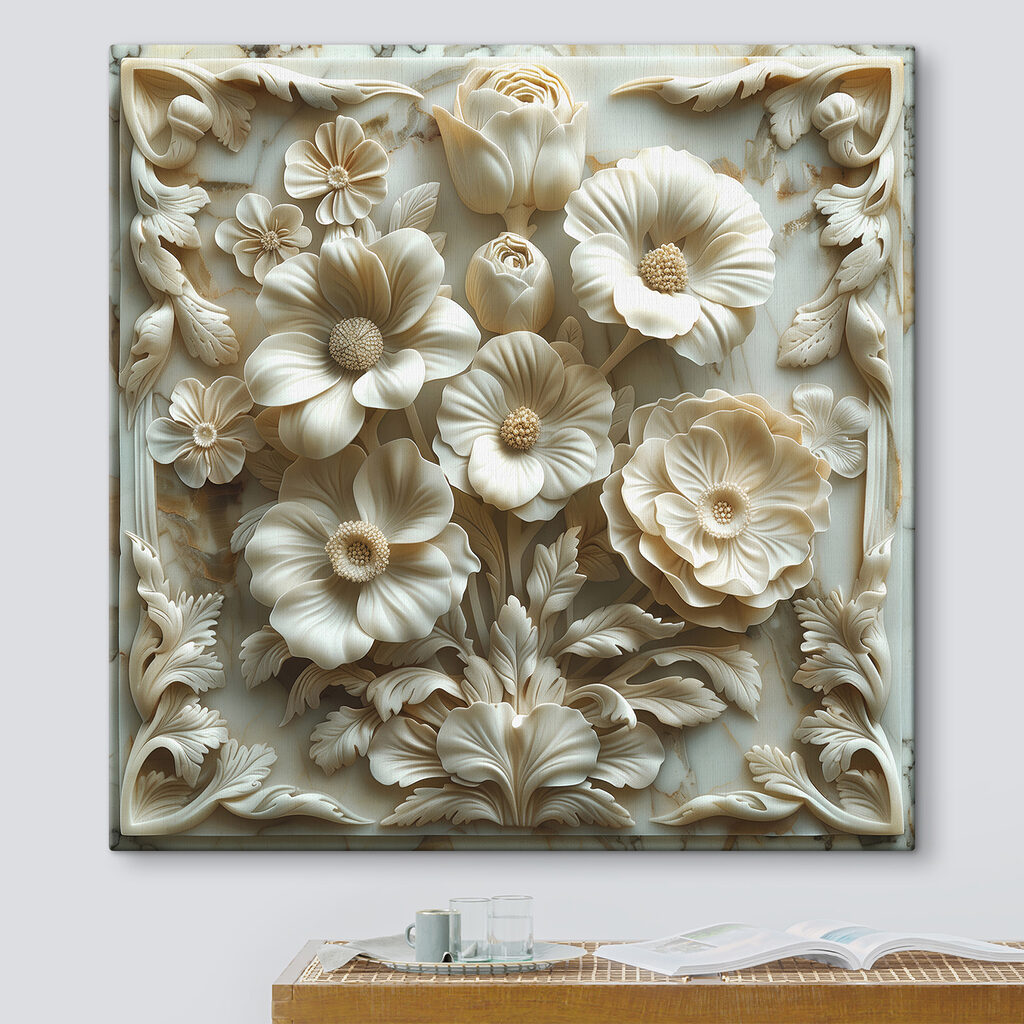 Fiori bianchi in cornice — ambiente 3