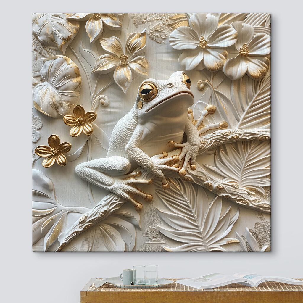Rana tra fiori bianchi — ambiente 3