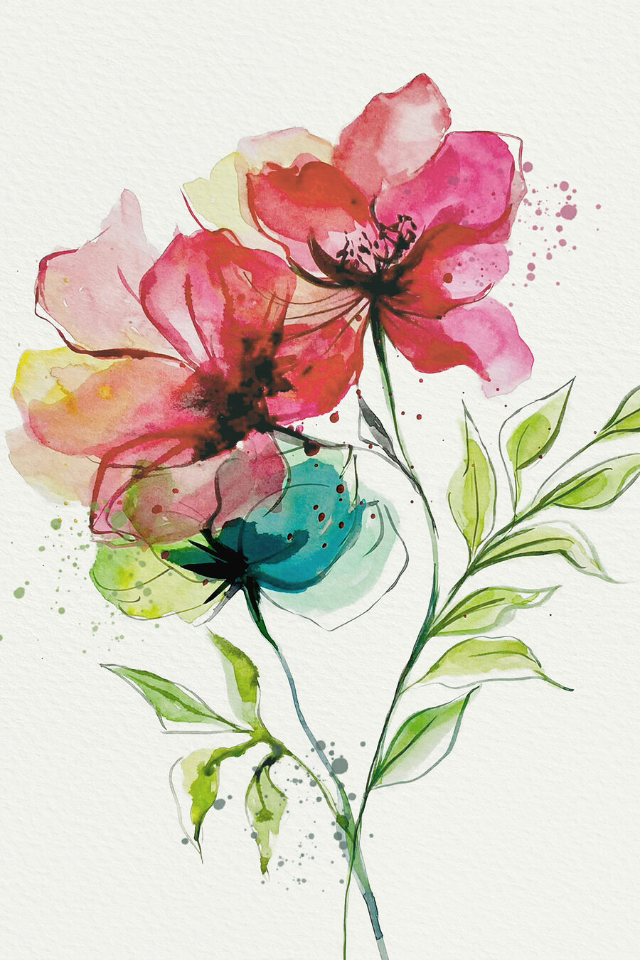 Due fiori ad acquerello — design completo