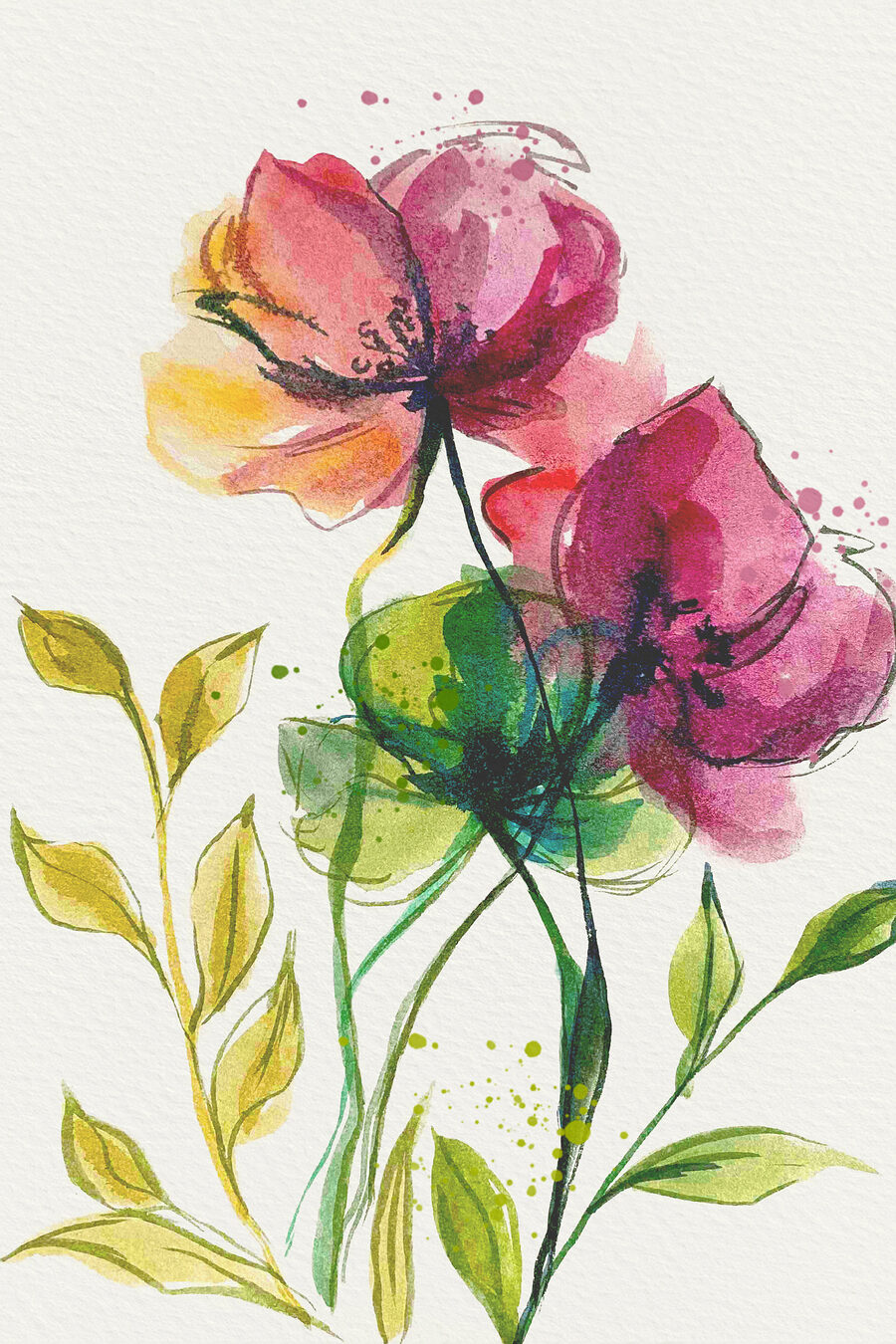 Acquerello rosa e giallo — design completo