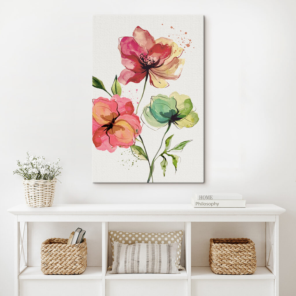 Bouquet ad acquerello in un ambiente