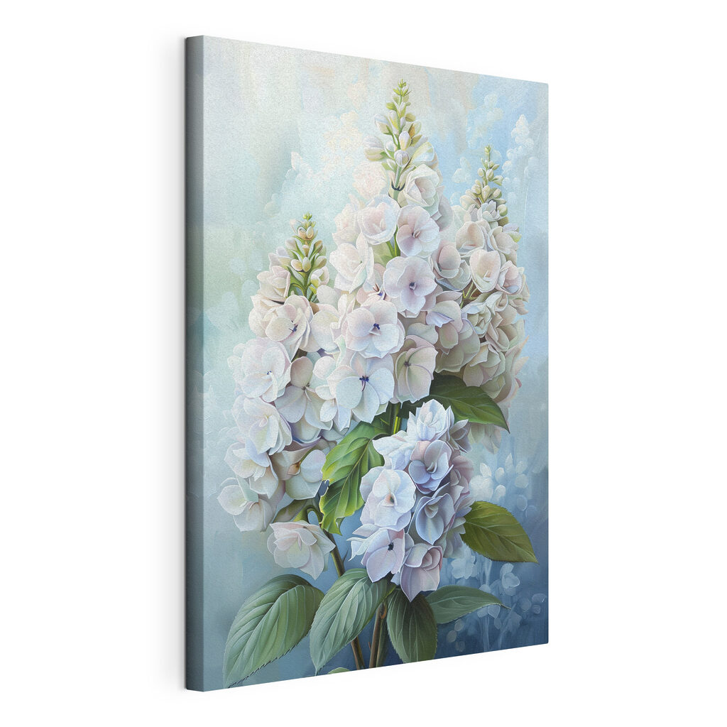 Fiori su alti grappoli, tela tesa e bordo avvolto