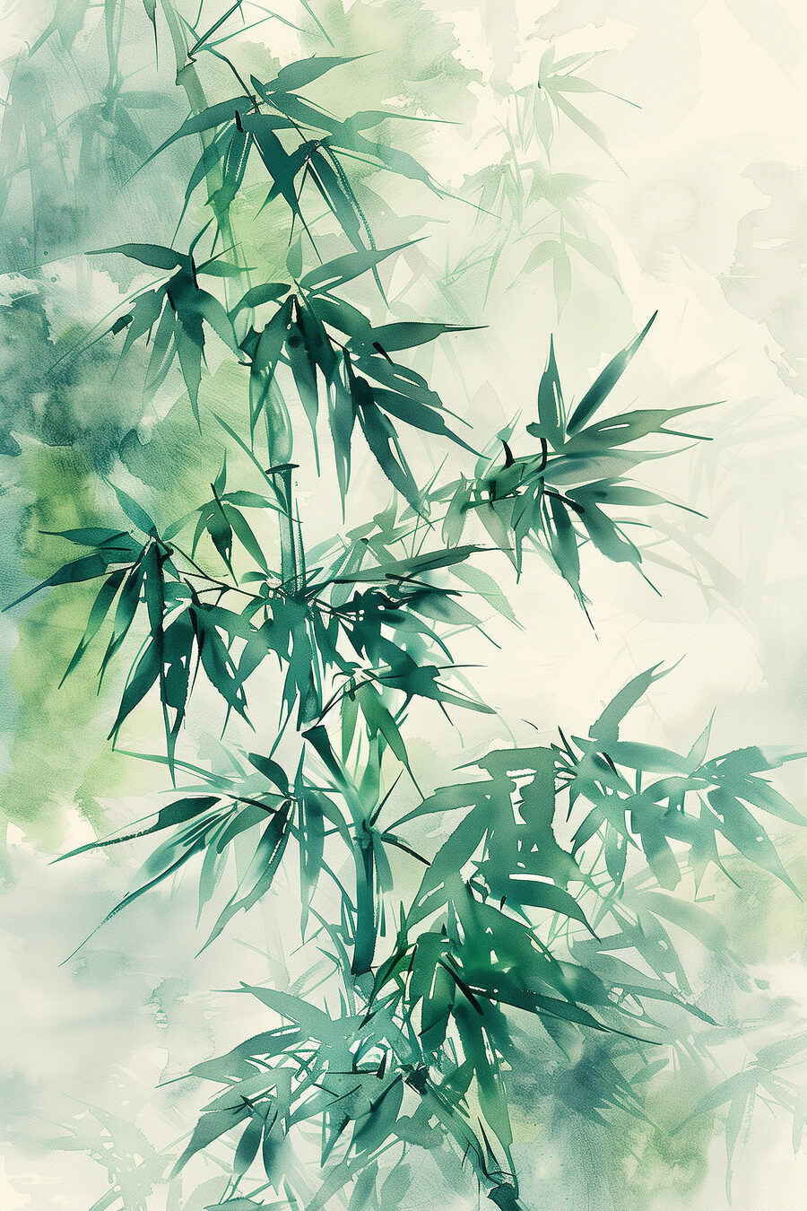 Bambù nella nebbia verde — design completo