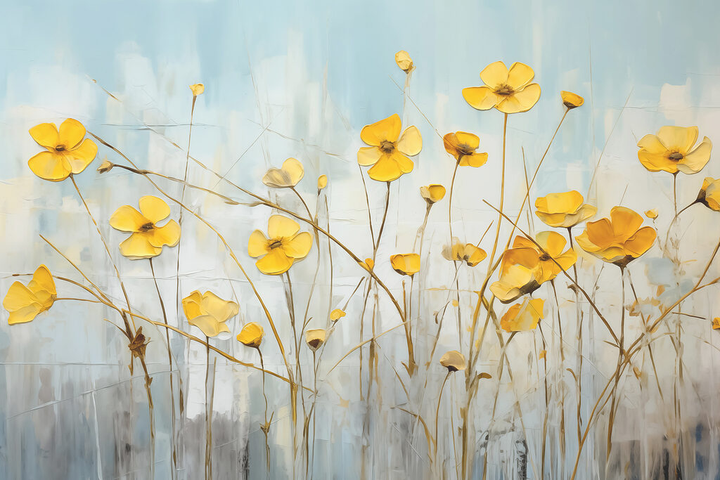 Fiori gialli su steli — design completo
