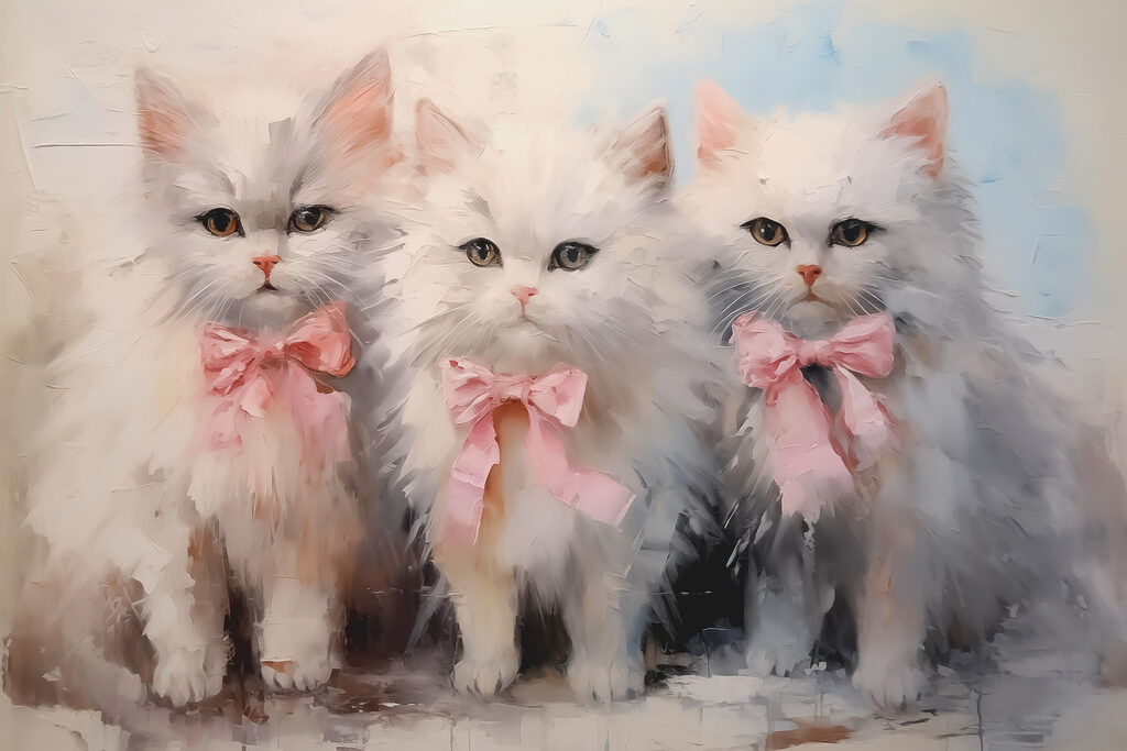 Gattini con fiocchi rosa — design completo