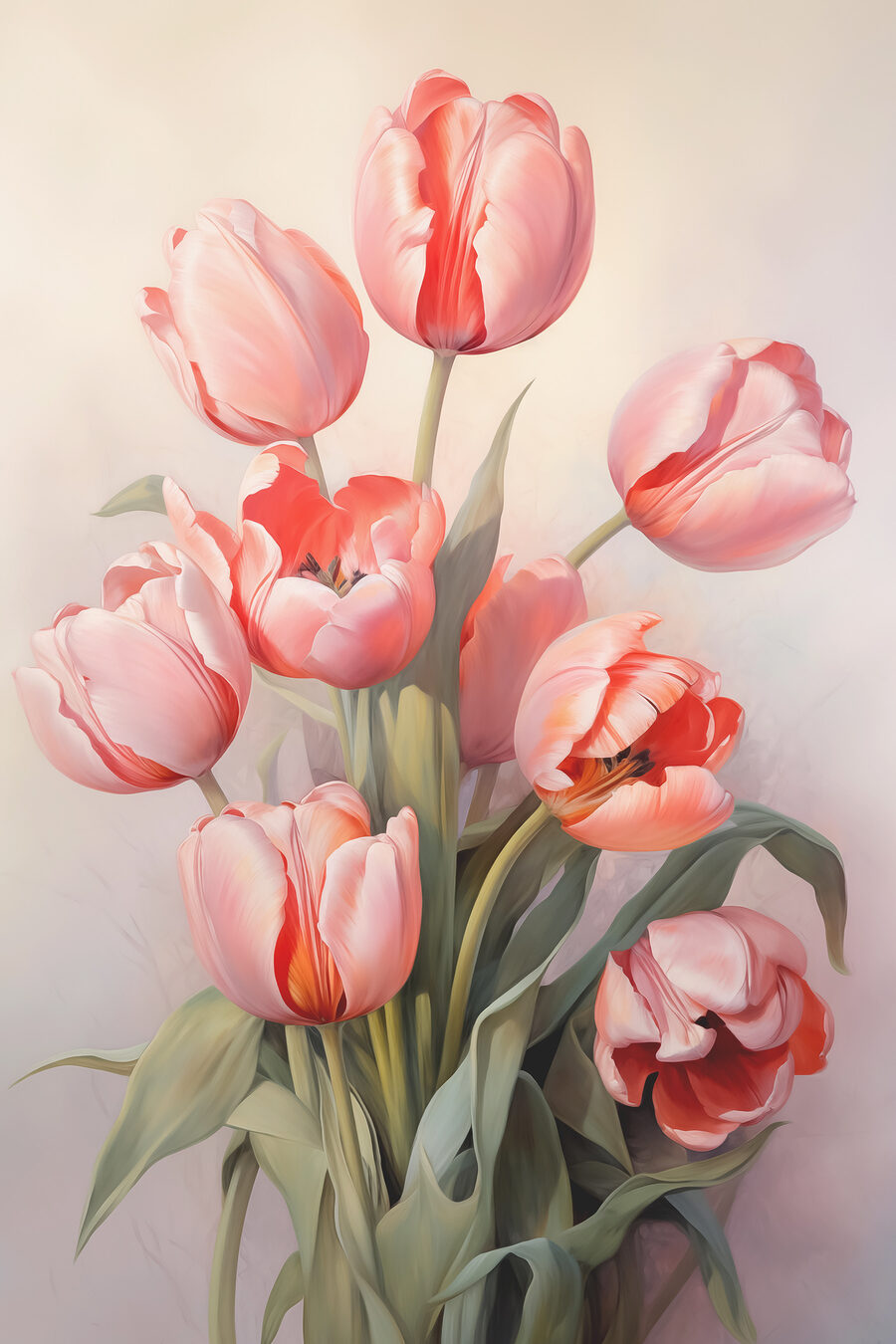 Tulipani rosa che sbocciano — design completo