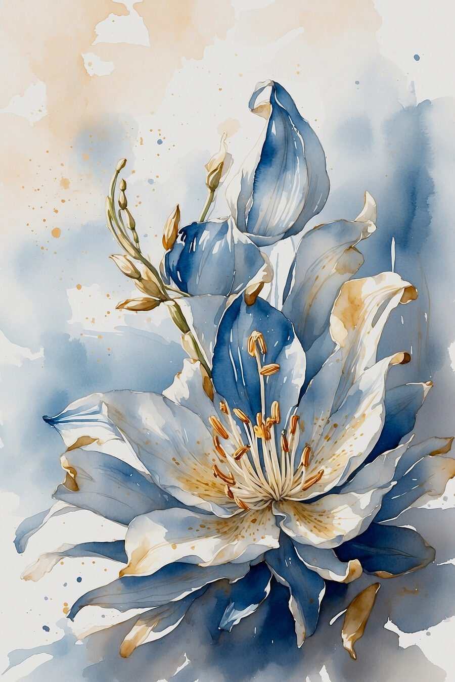 Giglio blu con oro — design completo