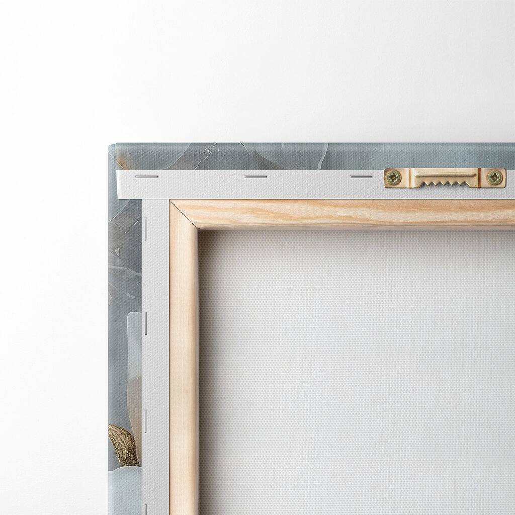Fiore bianco, bande blu — retro