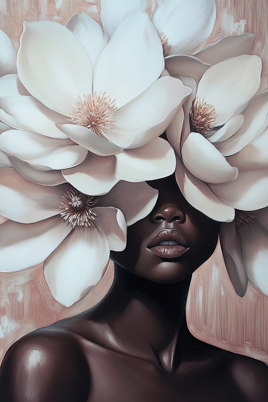 Volto scuro tra fiori — design completo