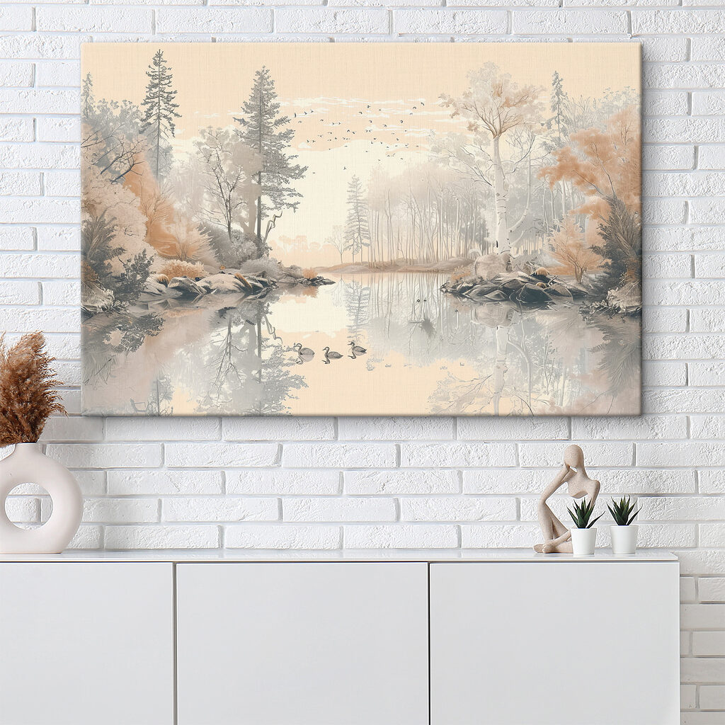 Anatre sul lago in un ambiente