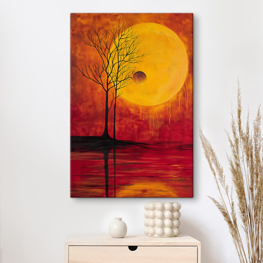 Alberi e luna arancione — ambiente 1