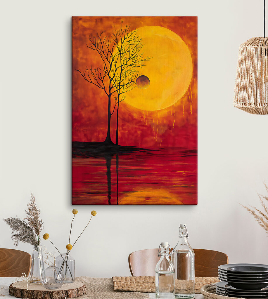 Alberi e luna arancione — ambiente 2
