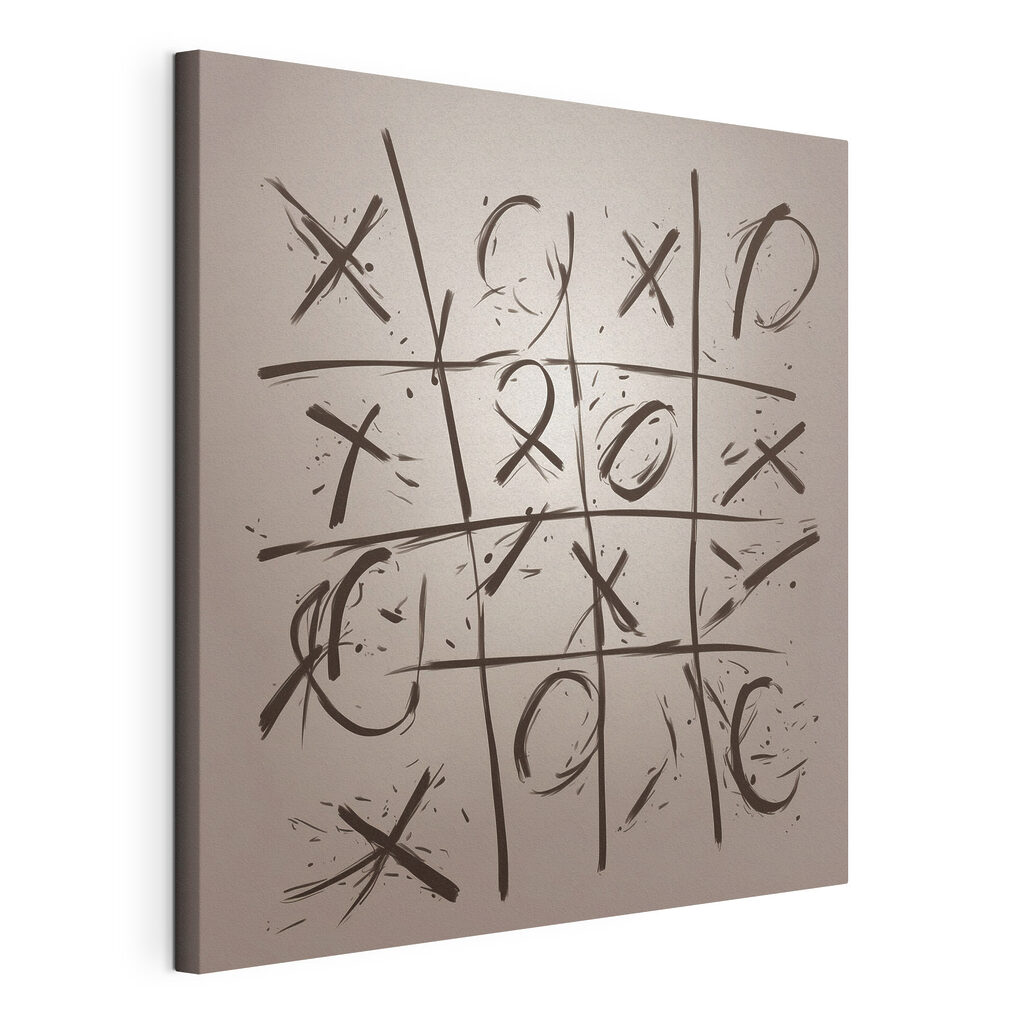 Gioco di croci, tela tesa e bordo avvolto