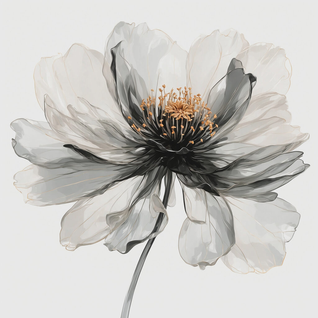 Fiore in acquerello grigio — design completo