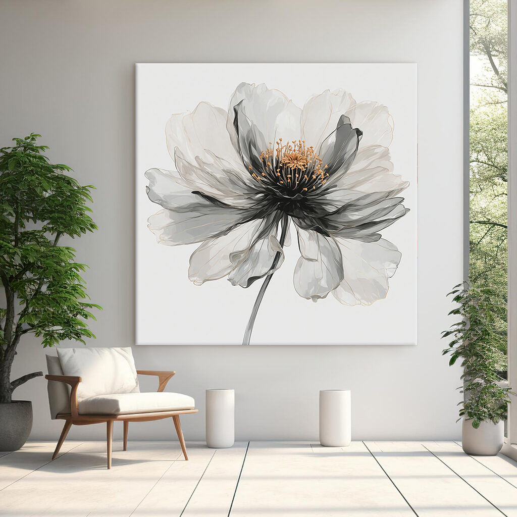 Fiore in acquerello grigio — ambiente 1