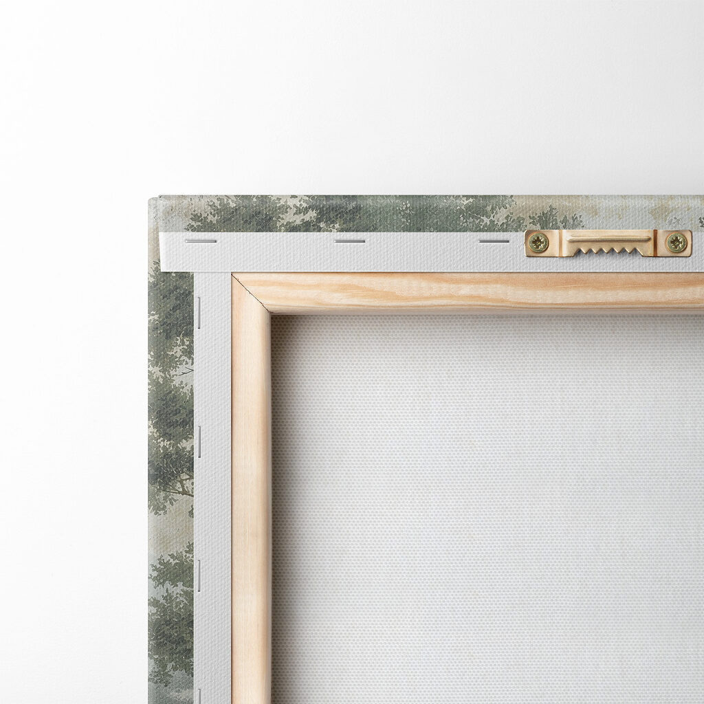 Due alberi, colline nebbiose — retro