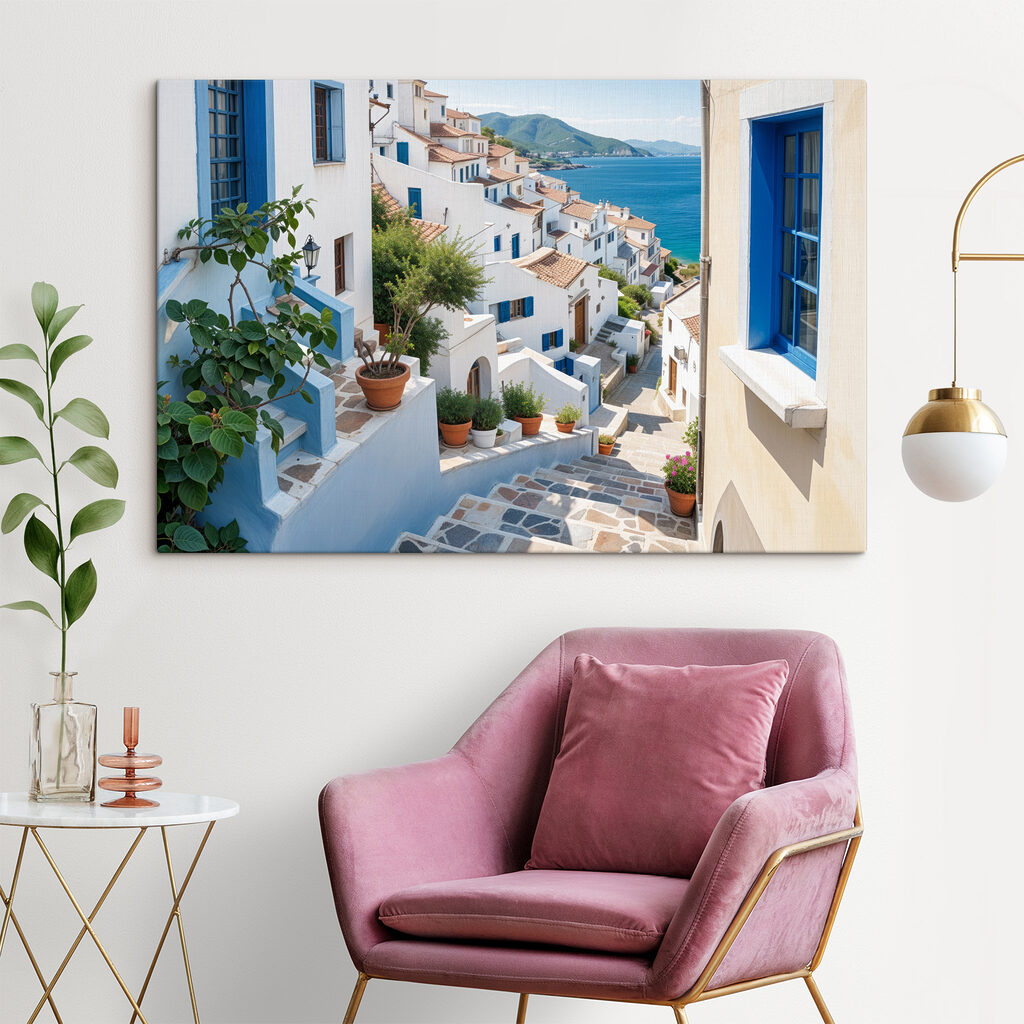 Vicoli bianchi, porte blu — ambiente 1