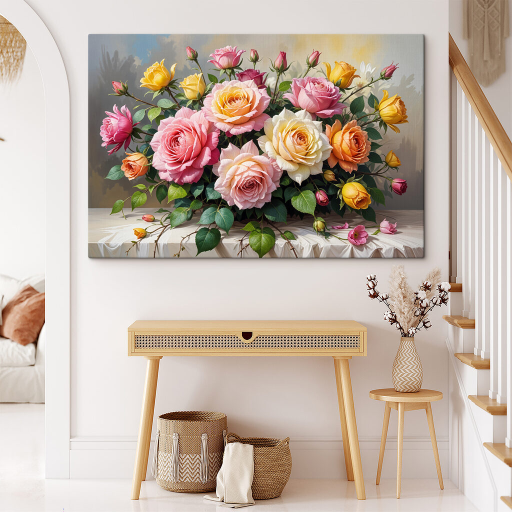 Rose dai colori estivi in un ambiente