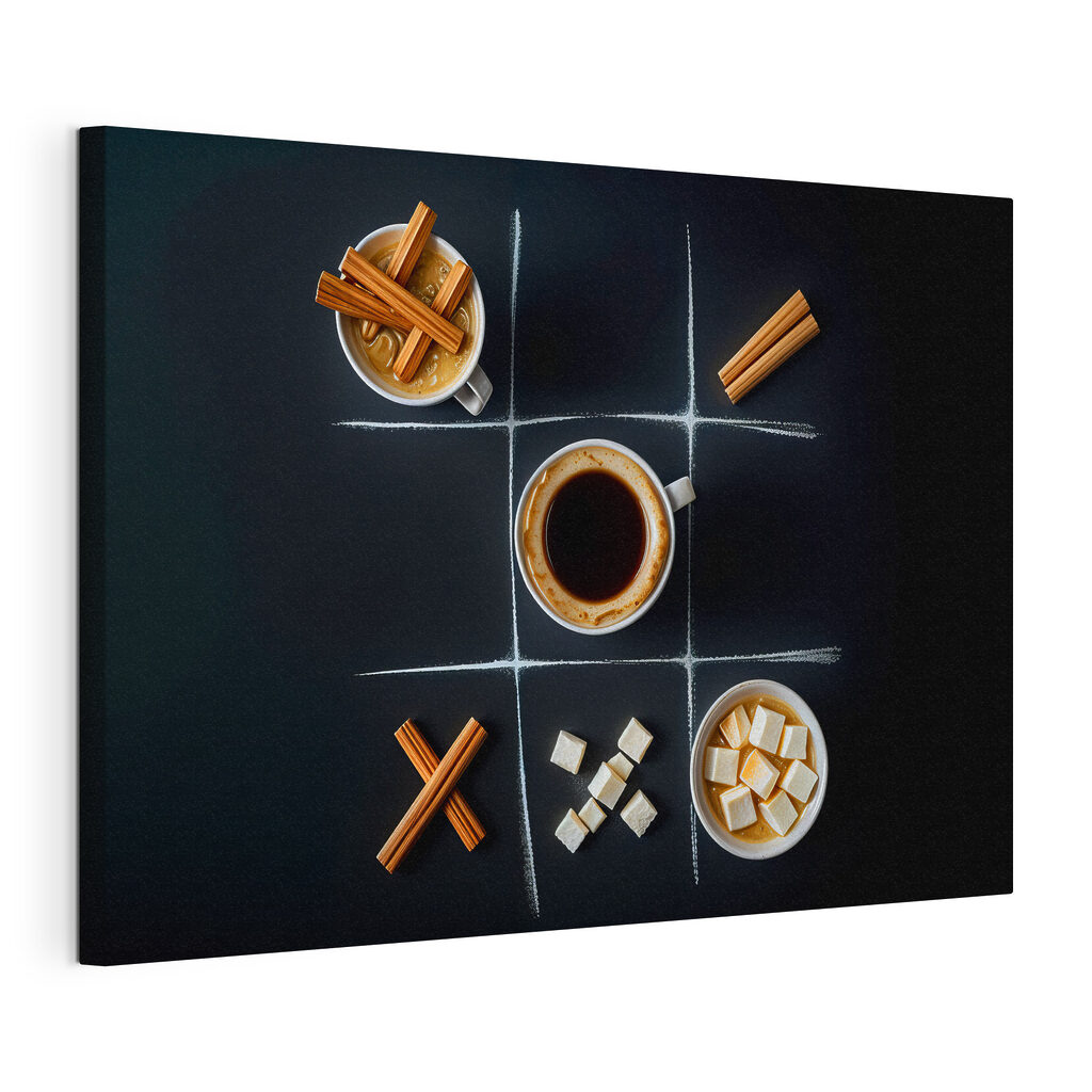 Caffè con un occhiolino, tela tesa e bordo avvolto