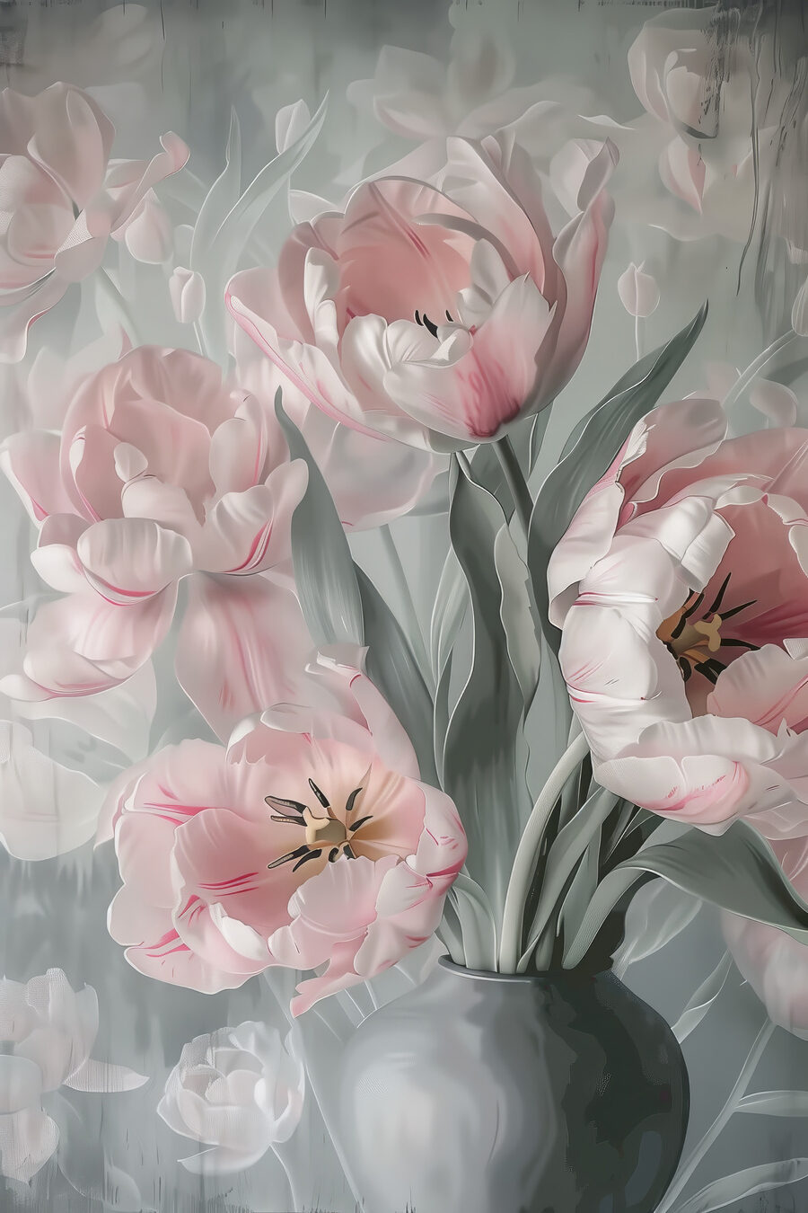 Tulipani rosa in vaso — design completo