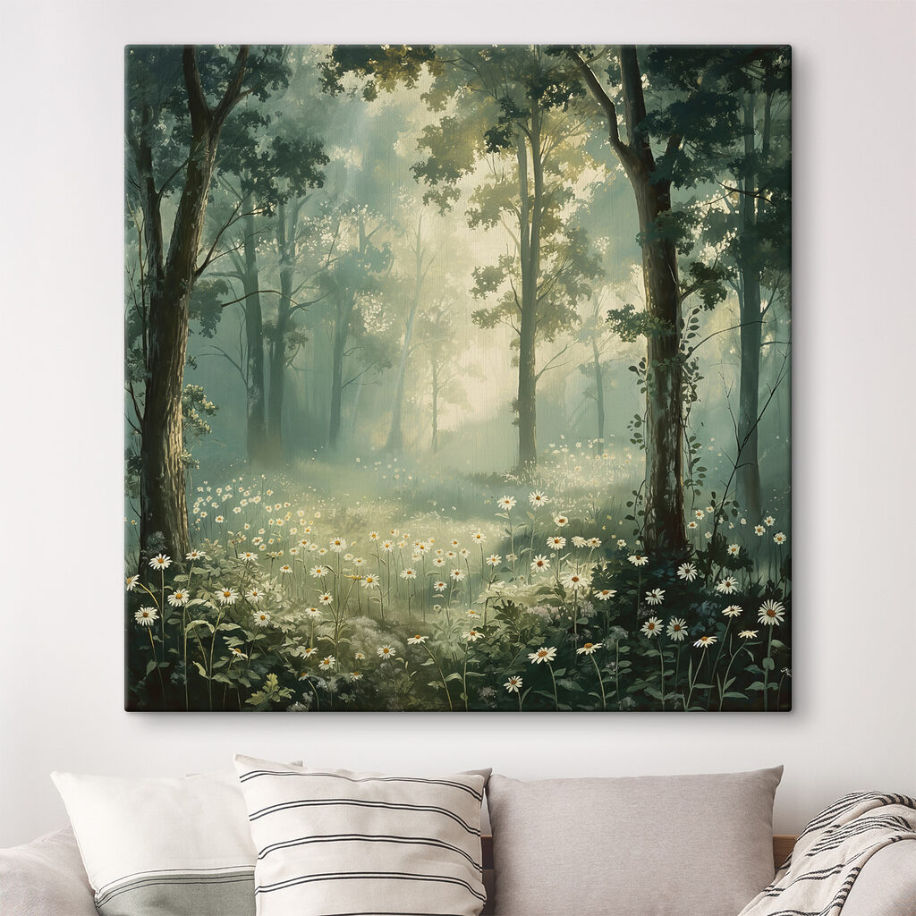 Margherite nel bosco nebbioso — ambiente 1