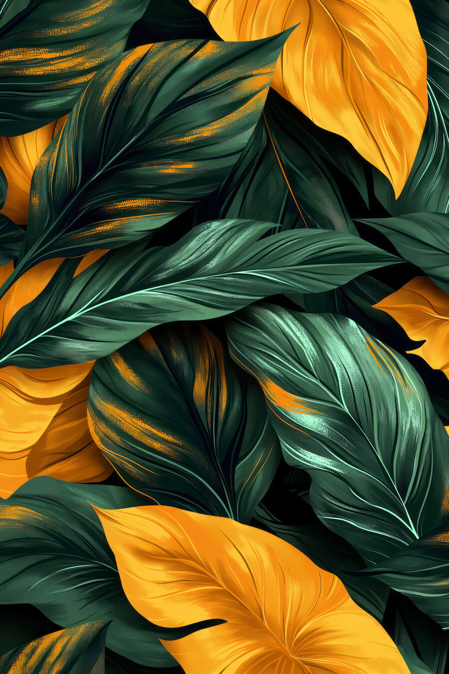Foglie gialle su verde — design completo