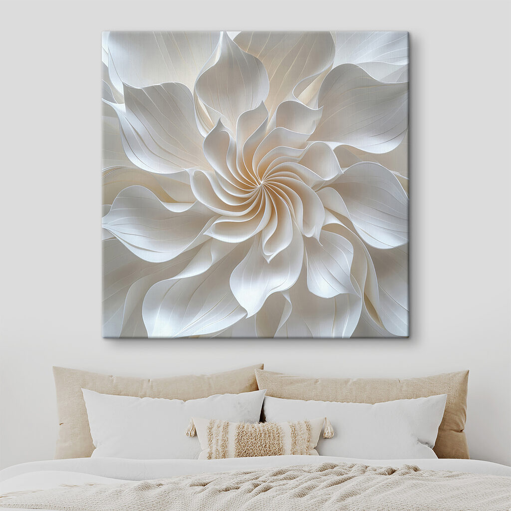 Spirale di petali bianchi in un ambiente