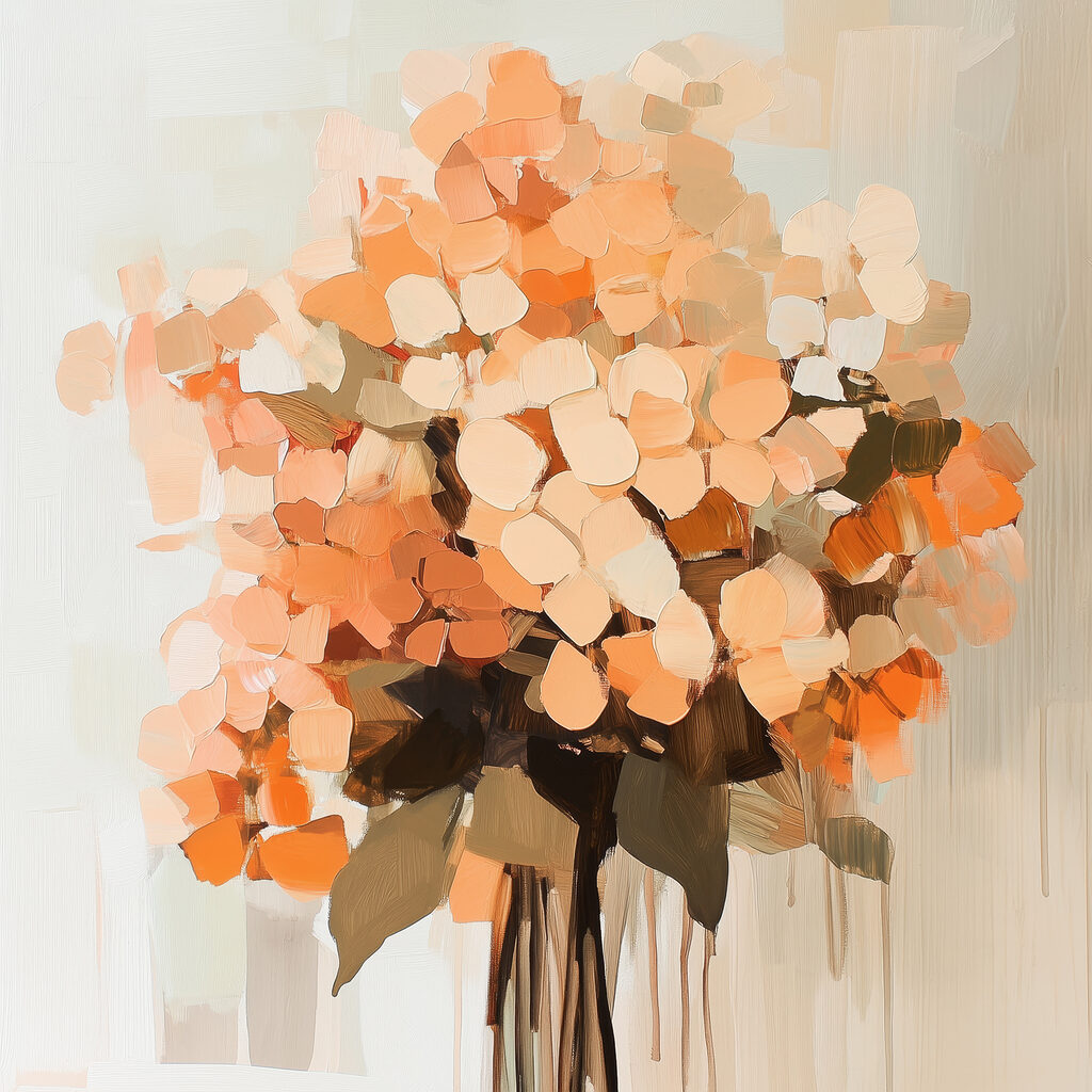 Bouquet in toni pesca — design completo