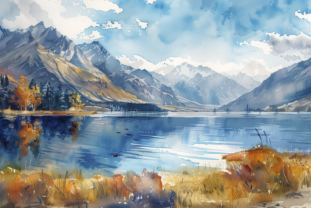 Lago blu di montagna — design completo