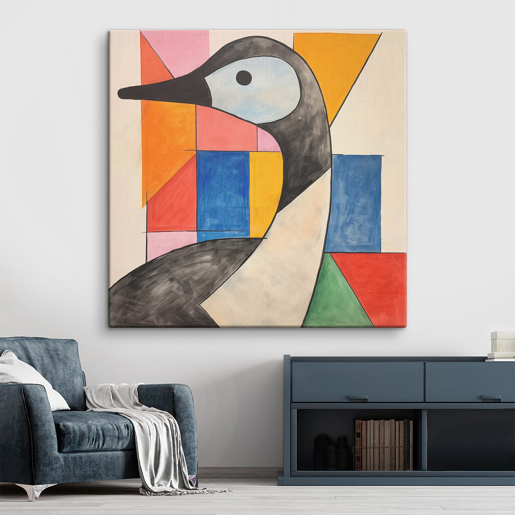 Uccello tra quadrati colorati — ambiente 2
