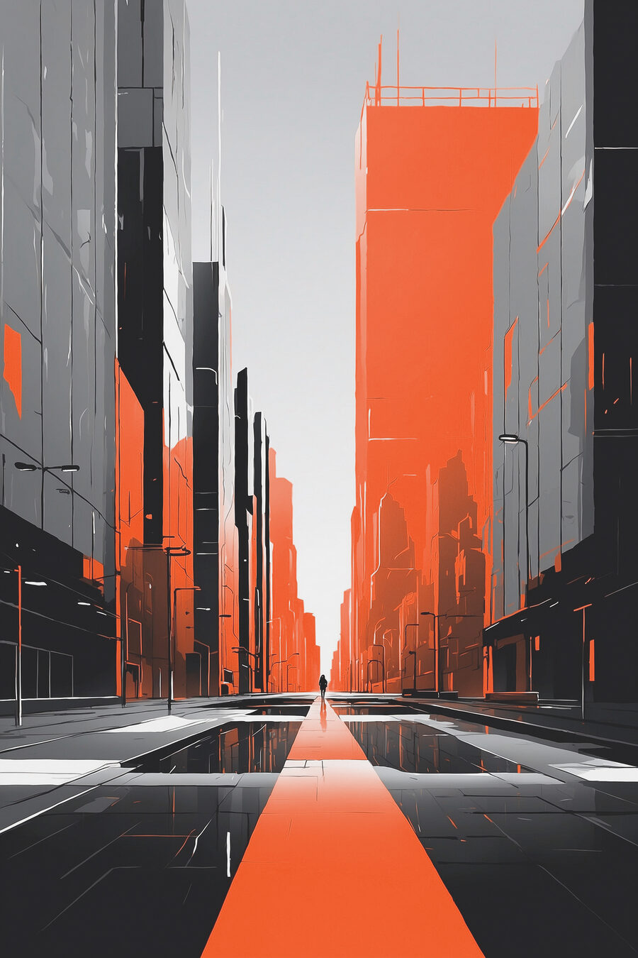Prospettiva arancio urbana — design completo
