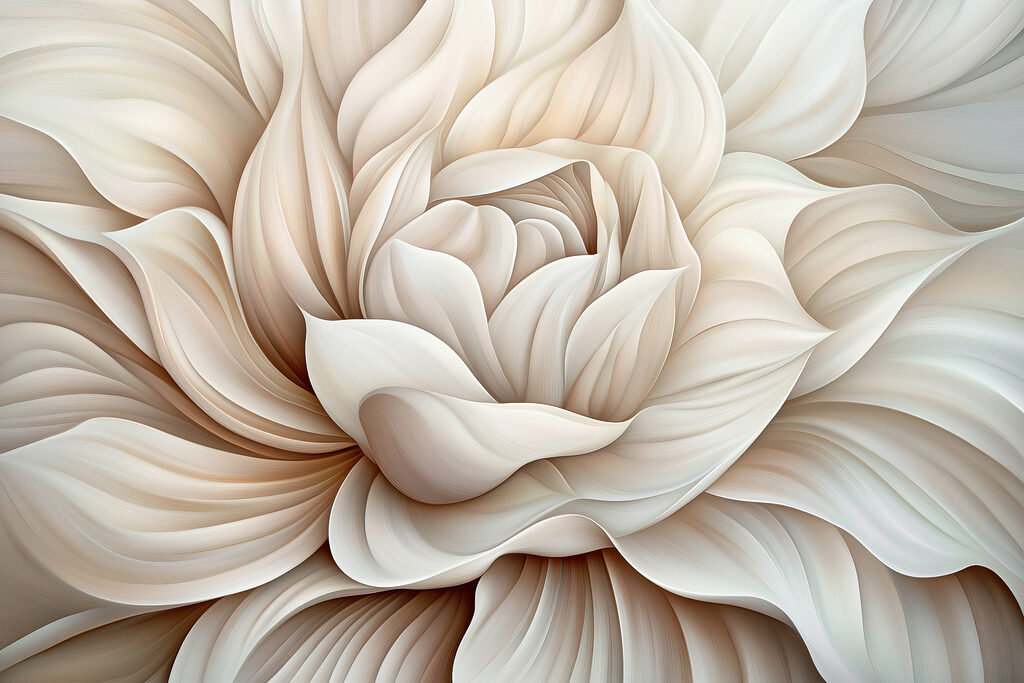 Petali bianchi in vortice — design completo