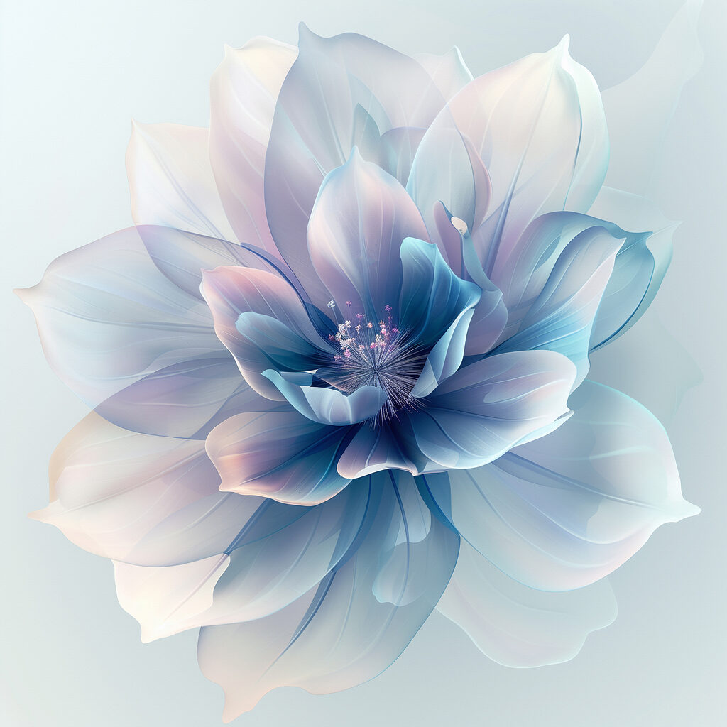 Fiore blu pastello — design completo