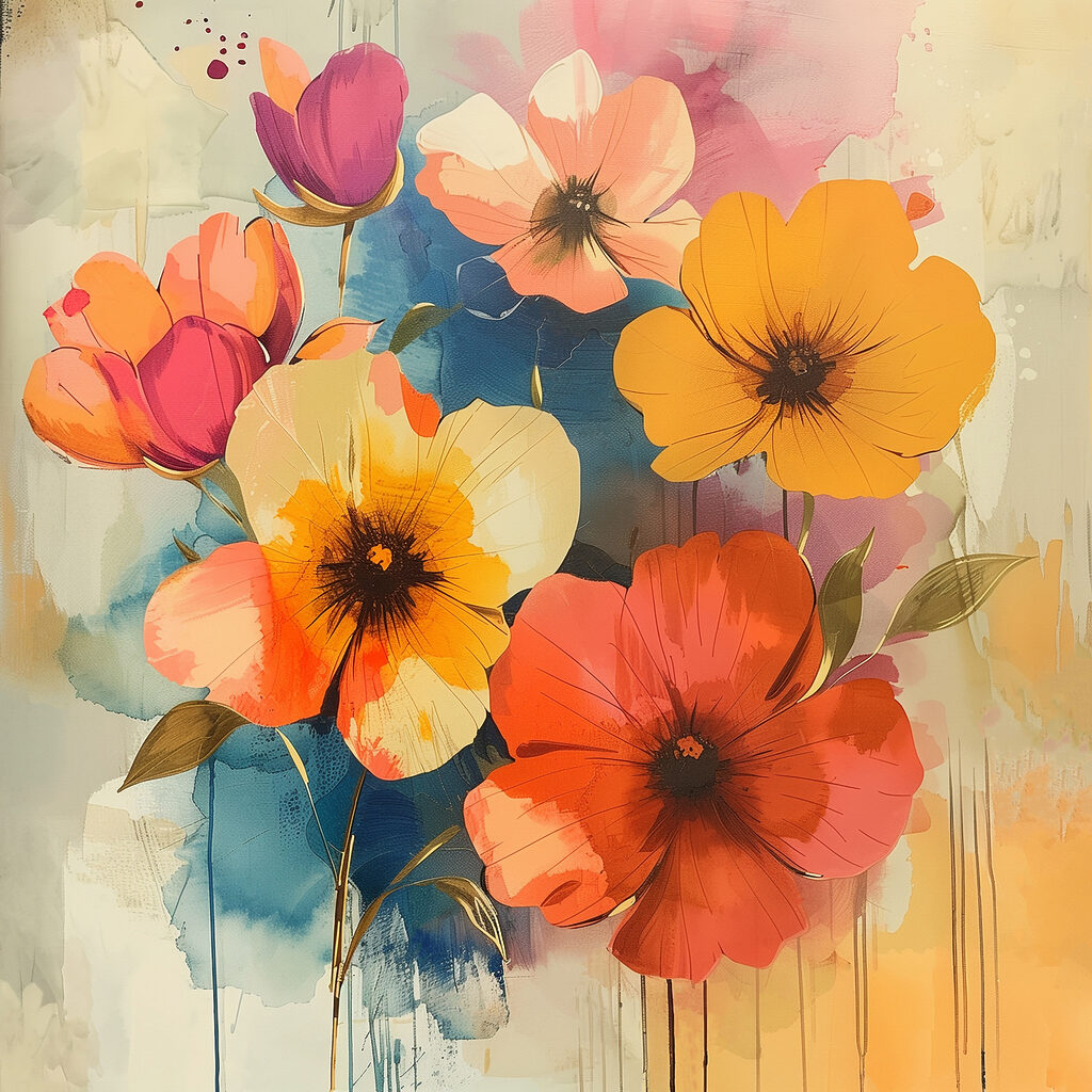 Fiori caldi a campiture — design completo