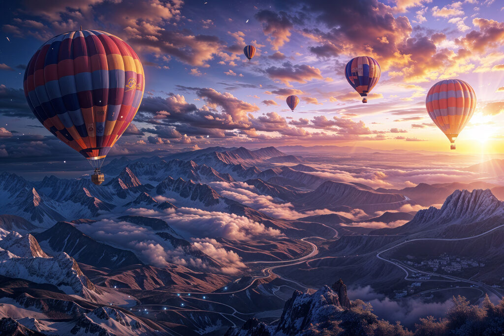 Mongolfiere sulle montagne — design completo