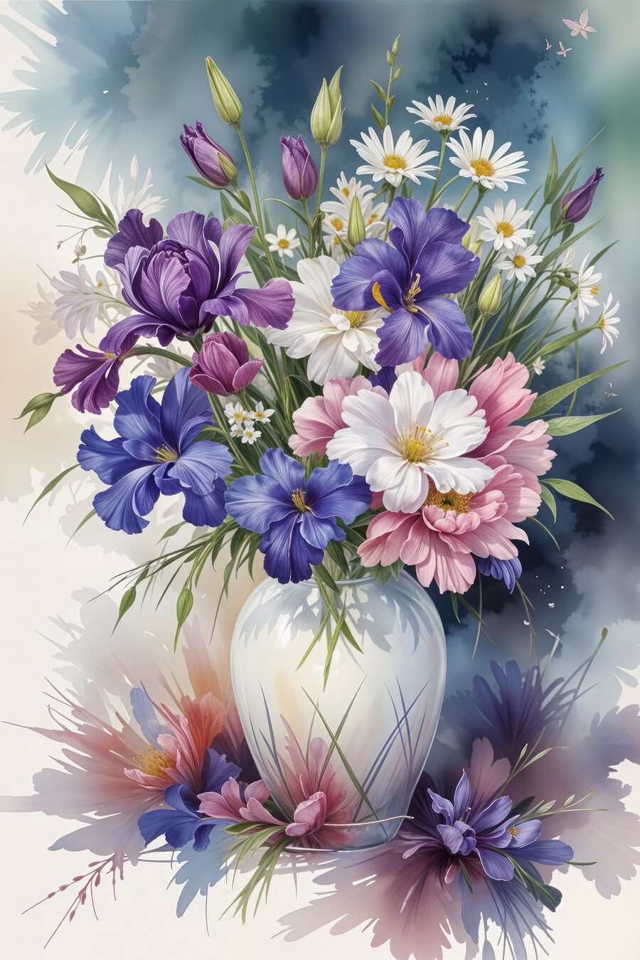 Bouquet viola alla luce — design completo