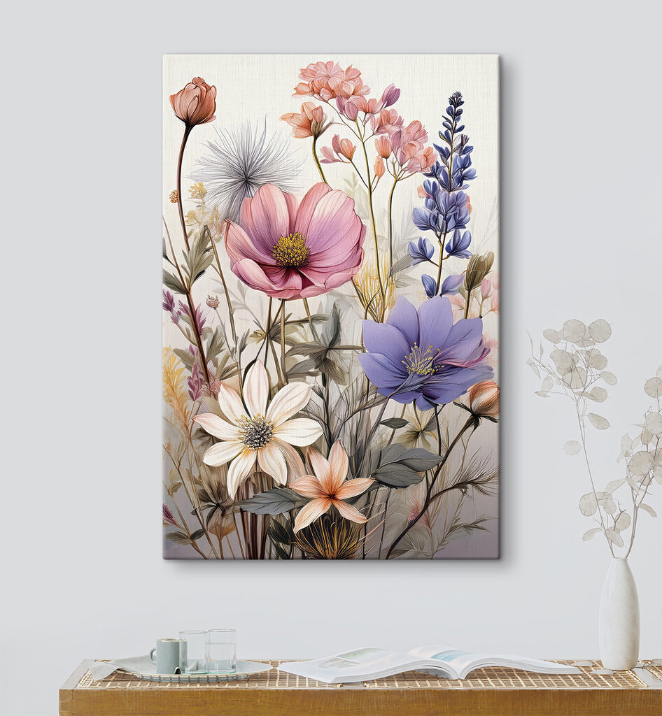 Fiori di campo pastello in un ambiente