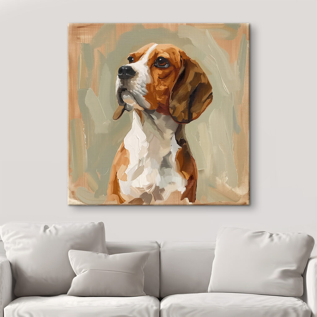 Beagle tra pennellate morbide — ambiente 2