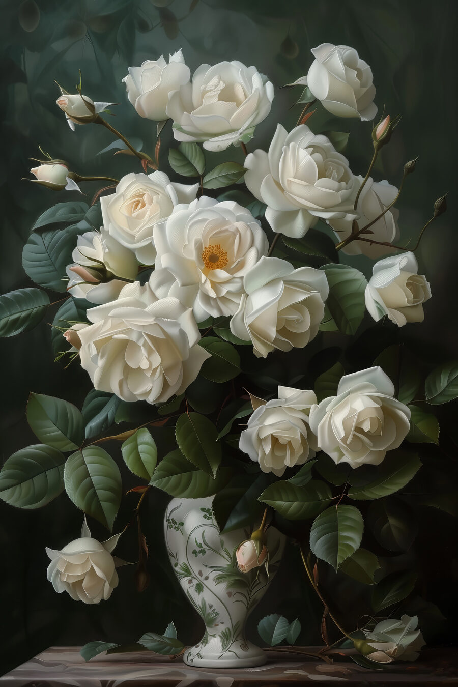Rose bianche nell’ombra — design completo