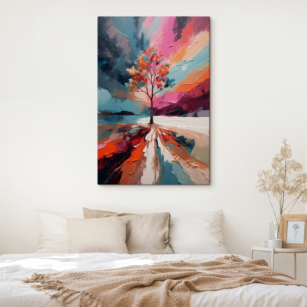 Albero tra pennellate colorate — ambiente 2
