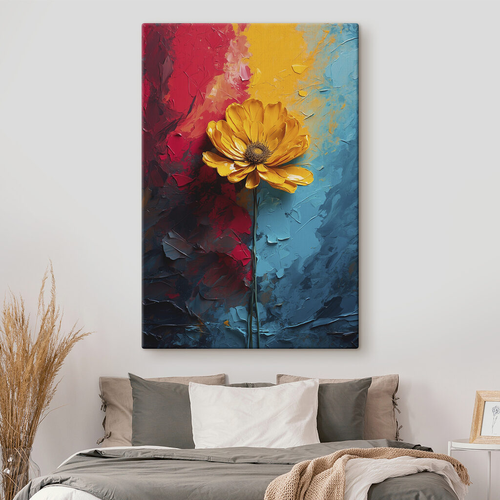 Fiore giallo tra pennellate — ambiente 2