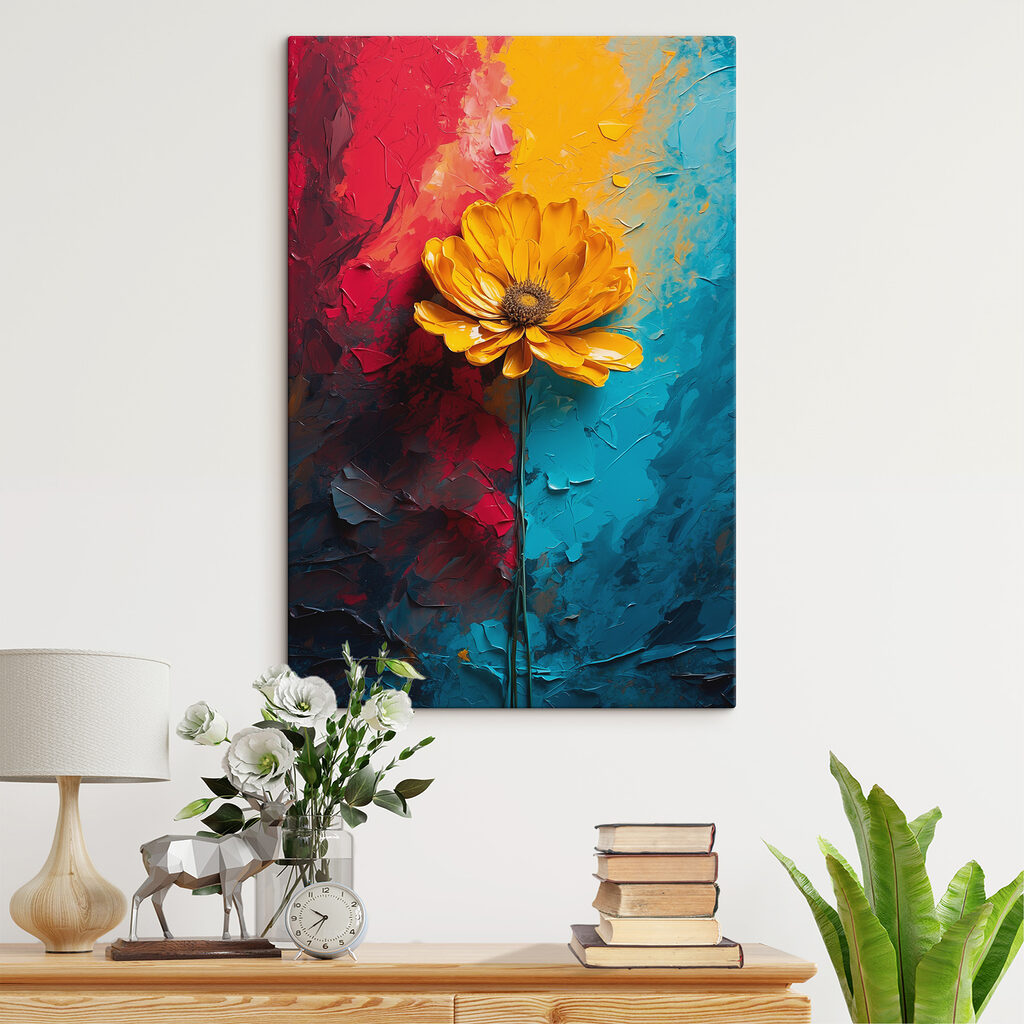 Fiore giallo tra pennellate — ambiente 3